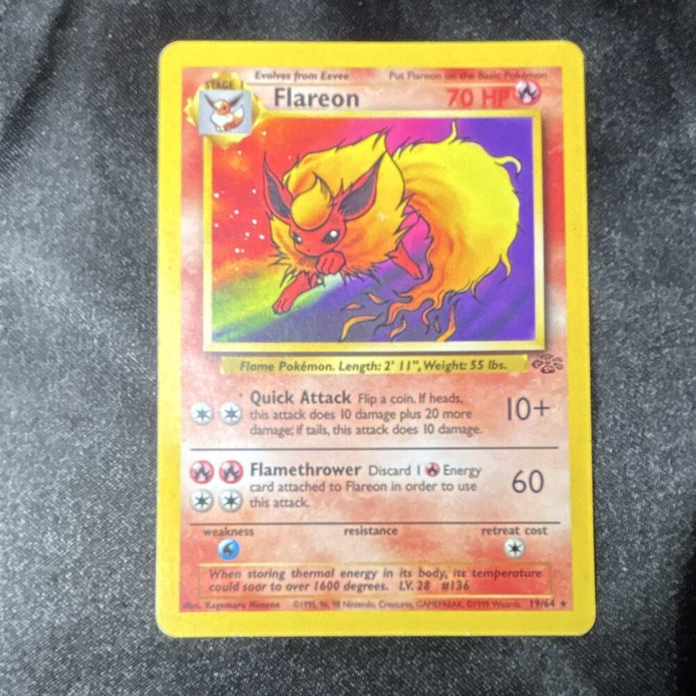 Pokemon TCG Jungle Flareon 19/64 Unlimited 1999 English Regular Nintendo